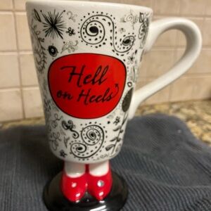Novelty Hallmark Red and White Mug with Black Design